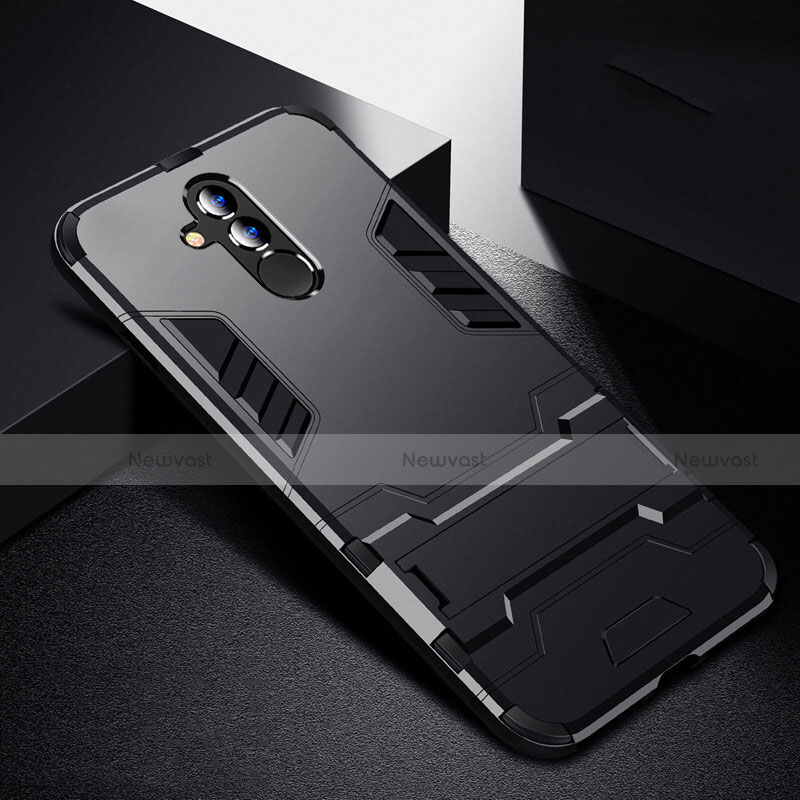 Silicone Matte Finish and Plastic Back Cover Case with Stand R01 for Huawei Mate 20 Lite