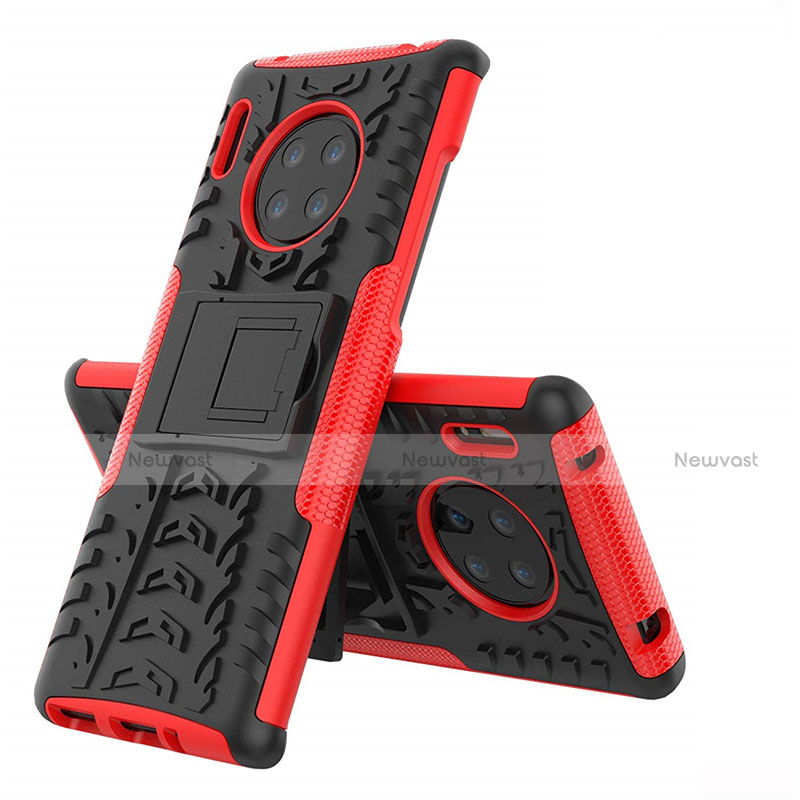 Silicone Matte Finish and Plastic Back Cover Case with Stand R01 for Huawei Mate 30 5G