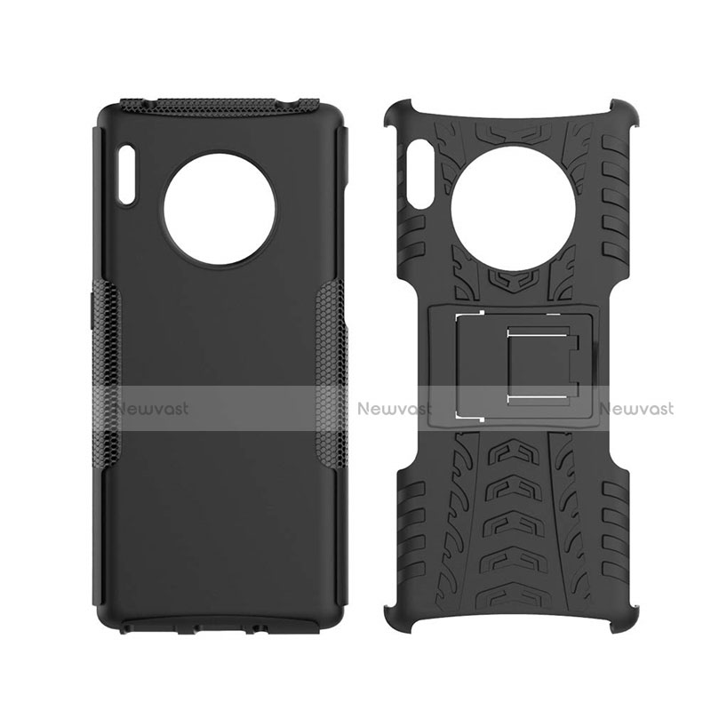 Silicone Matte Finish and Plastic Back Cover Case with Stand R01 for Huawei Mate 30 5G