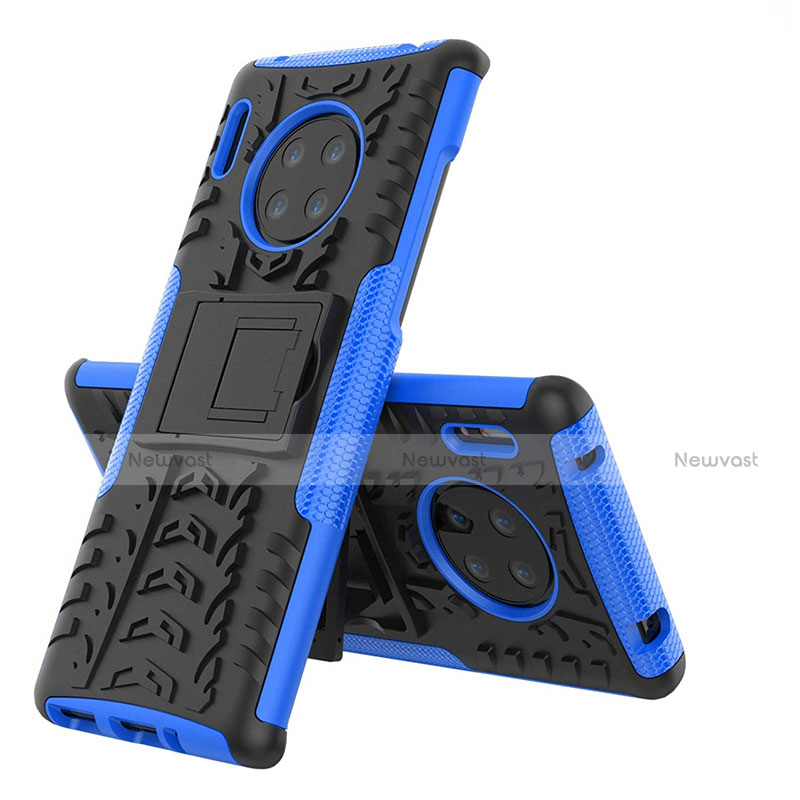 Silicone Matte Finish and Plastic Back Cover Case with Stand R01 for Huawei Mate 30E Pro 5G