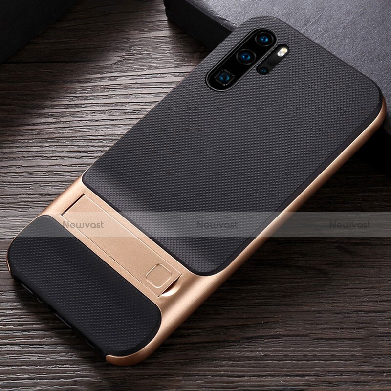 Silicone Matte Finish and Plastic Back Cover Case with Stand R01 for Huawei P30 Pro New Edition