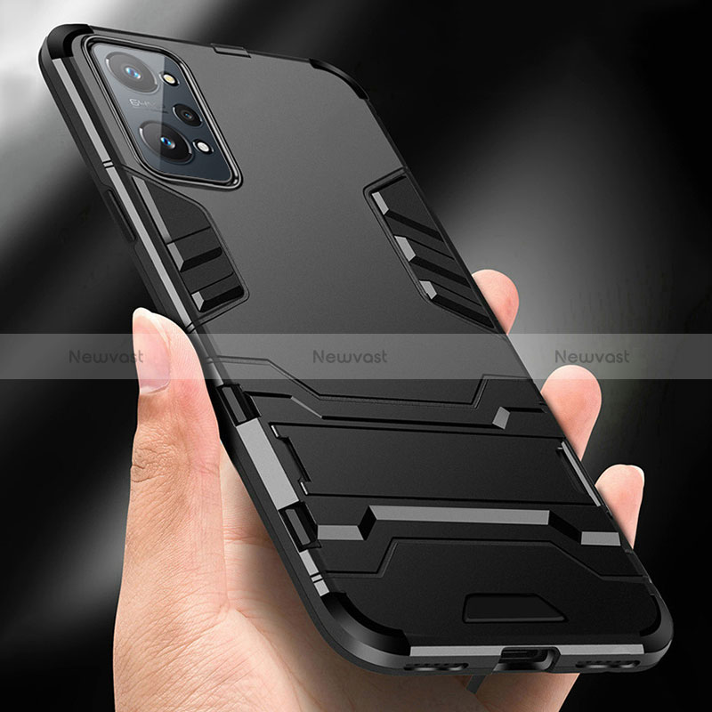 Silicone Matte Finish and Plastic Back Cover Case with Stand R01 for Realme GT Neo 3T 5G