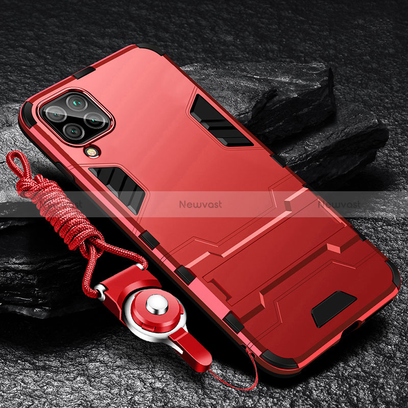 Silicone Matte Finish and Plastic Back Cover Case with Stand R01 for Samsung Galaxy A42 5G