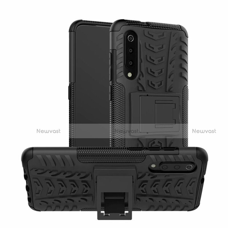 Silicone Matte Finish and Plastic Back Cover Case with Stand R01 for Samsung Galaxy A70