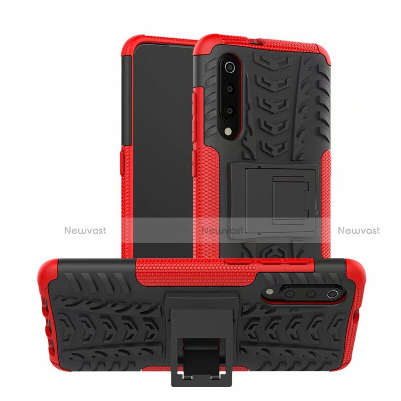 Silicone Matte Finish and Plastic Back Cover Case with Stand R01 for Samsung Galaxy A70