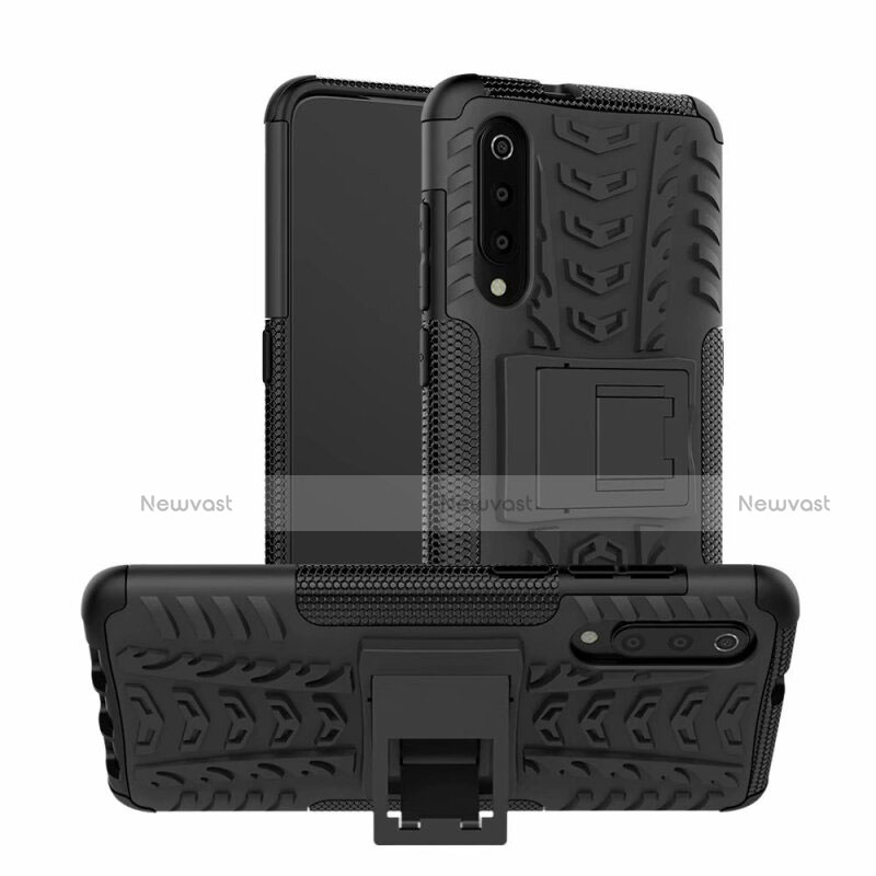 Silicone Matte Finish and Plastic Back Cover Case with Stand R01 for Samsung Galaxy A90 5G