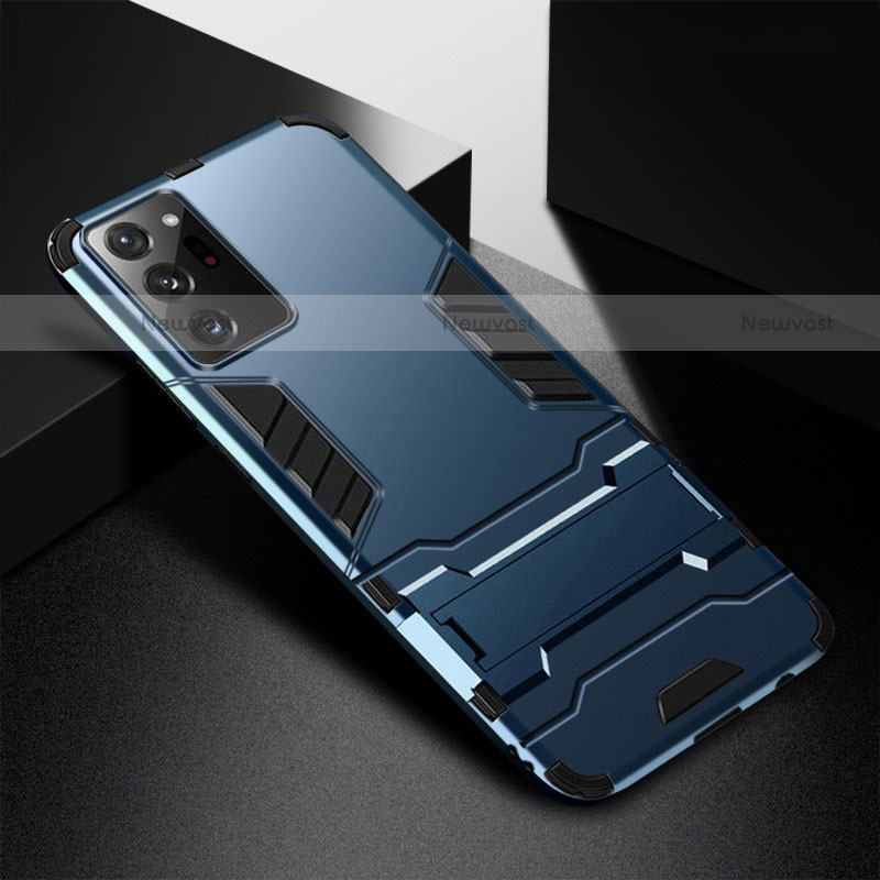 Silicone Matte Finish and Plastic Back Cover Case with Stand R01 for Samsung Galaxy Note 20 Ultra 5G