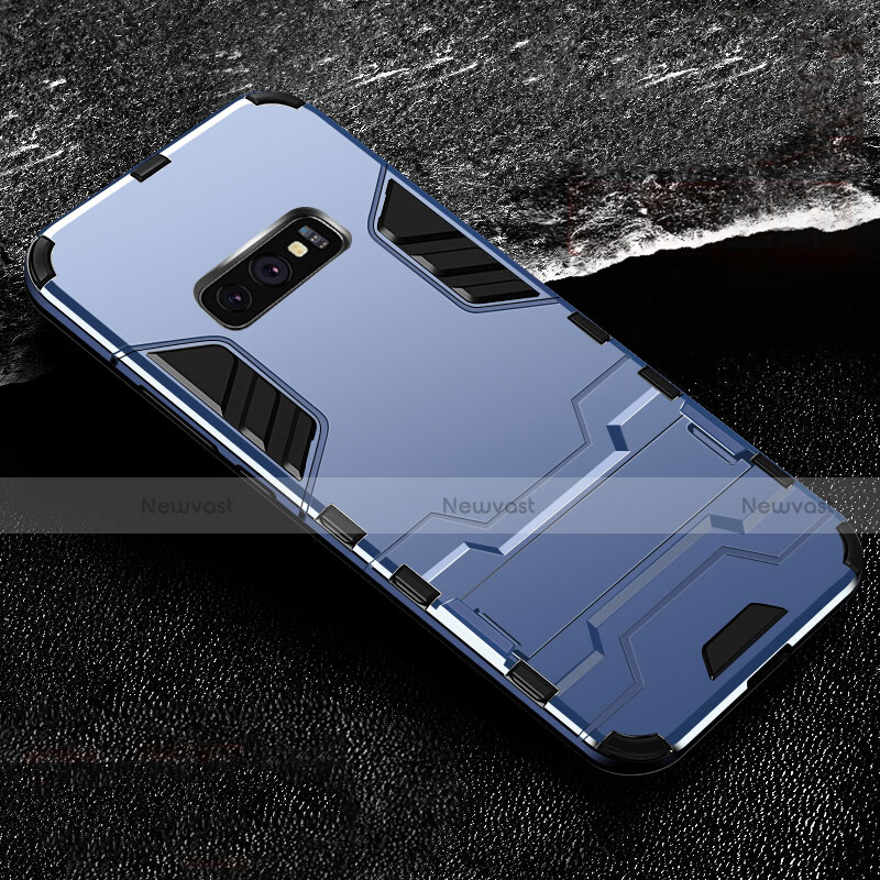 Silicone Matte Finish and Plastic Back Cover Case with Stand R01 for Samsung Galaxy S10e