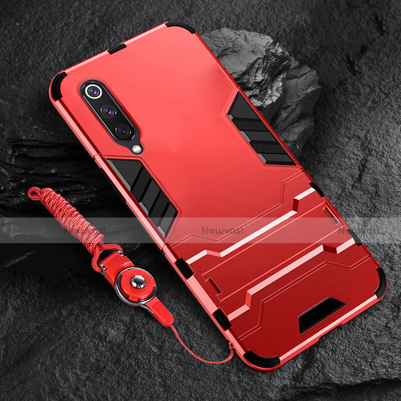 Silicone Matte Finish and Plastic Back Cover Case with Stand R01 for Xiaomi Mi A3