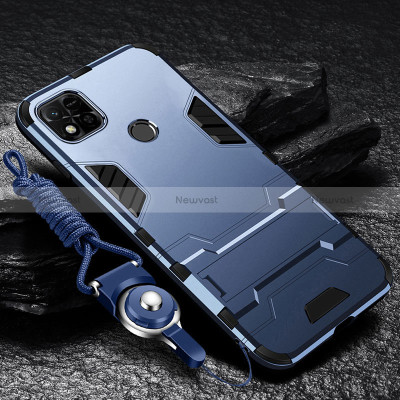 Silicone Matte Finish and Plastic Back Cover Case with Stand R01 for Xiaomi Redmi 9 India