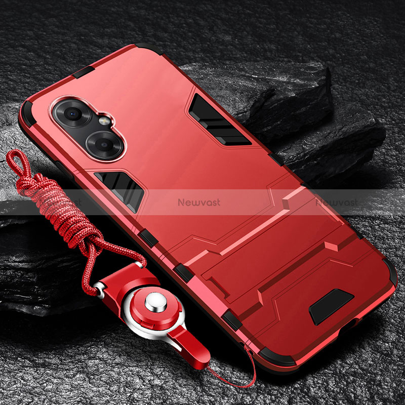 Silicone Matte Finish and Plastic Back Cover Case with Stand R01 for Xiaomi Redmi Note 11R 5G