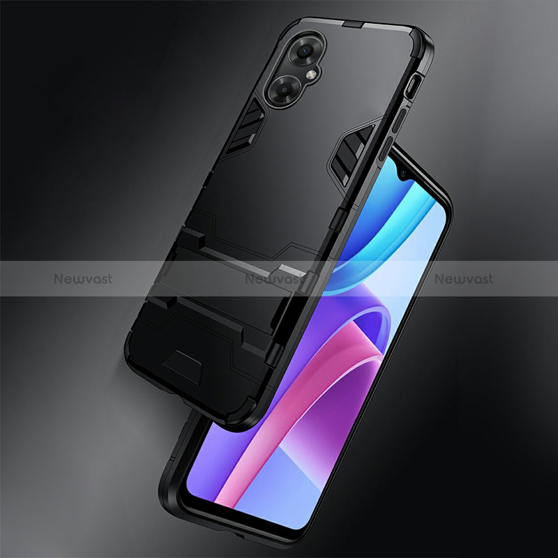 Silicone Matte Finish and Plastic Back Cover Case with Stand R01 for Xiaomi Redmi Note 11R 5G