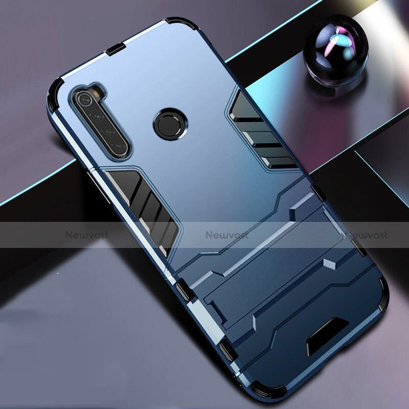 Silicone Matte Finish and Plastic Back Cover Case with Stand R01 for Xiaomi Redmi Note 8
