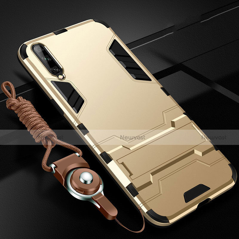 Silicone Matte Finish and Plastic Back Cover Case with Stand R02 for Samsung Galaxy A70