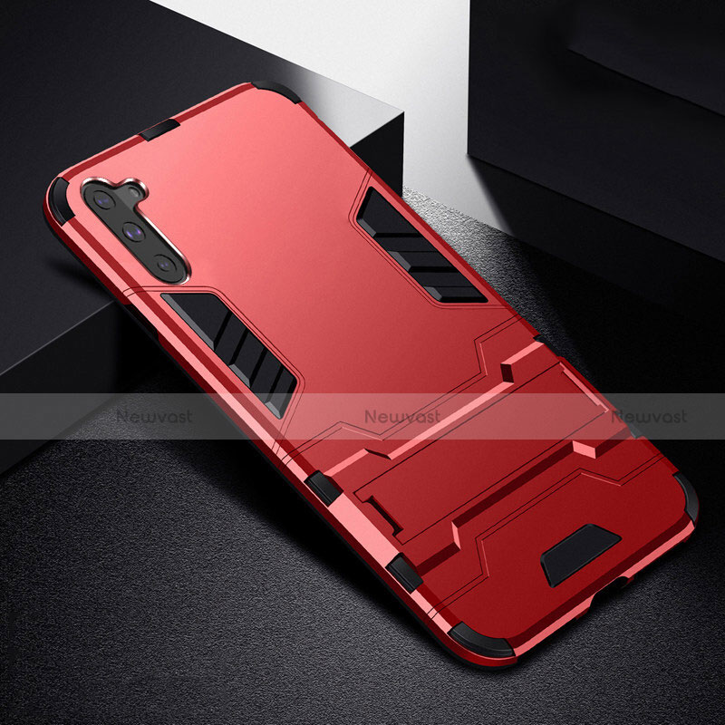 Silicone Matte Finish and Plastic Back Cover Case with Stand R02 for Samsung Galaxy Note 10 5G