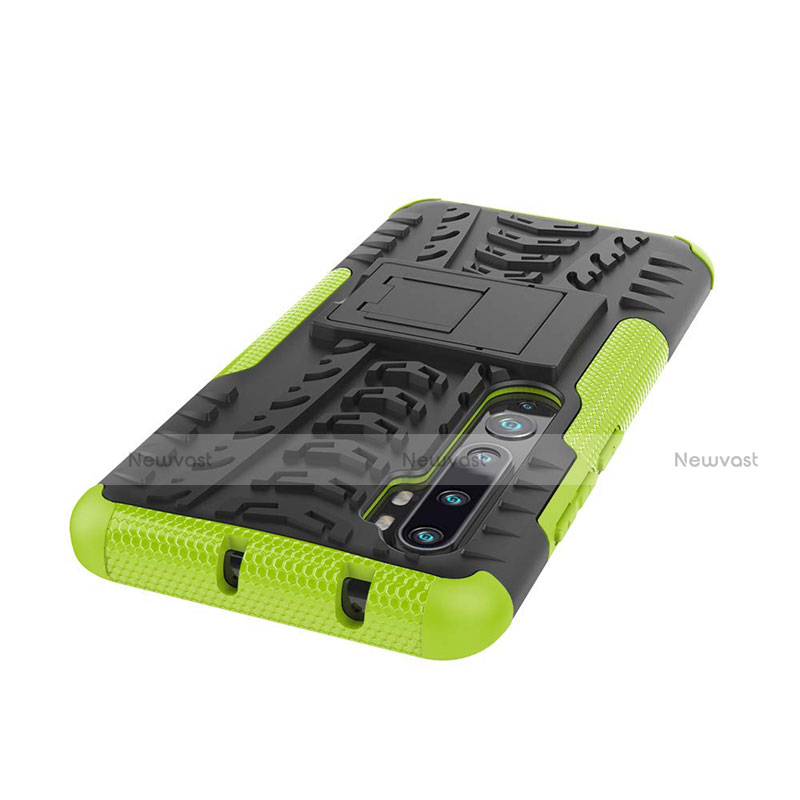 Silicone Matte Finish and Plastic Back Cover Case with Stand R02 for Xiaomi Mi Note 10