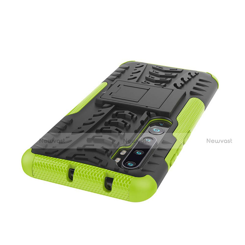 Silicone Matte Finish and Plastic Back Cover Case with Stand R02 for Xiaomi Mi Note 10 Pro