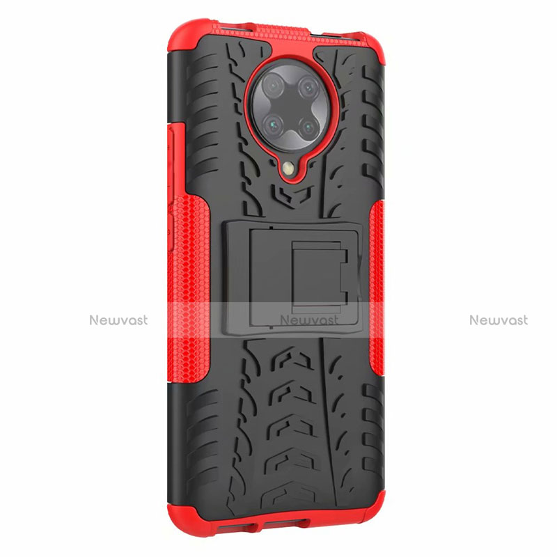 Silicone Matte Finish and Plastic Back Cover Case with Stand R02 for Xiaomi Redmi K30 Pro Zoom