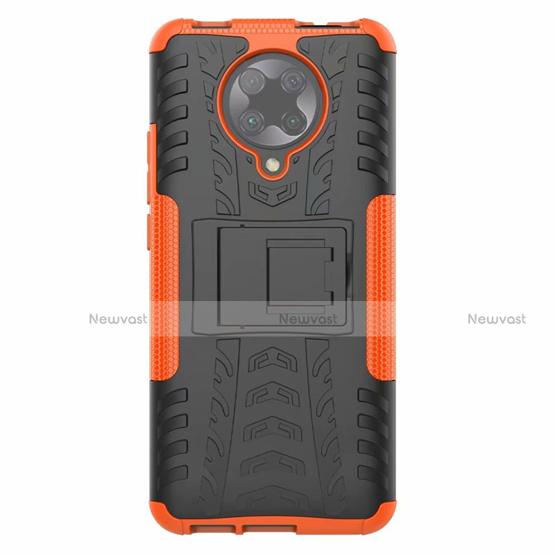 Silicone Matte Finish and Plastic Back Cover Case with Stand R02 for Xiaomi Redmi K30 Pro Zoom