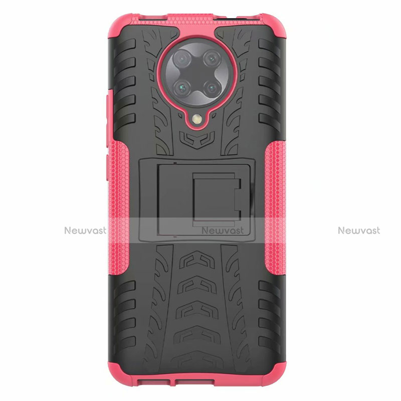 Silicone Matte Finish and Plastic Back Cover Case with Stand R02 for Xiaomi Redmi K30 Pro Zoom