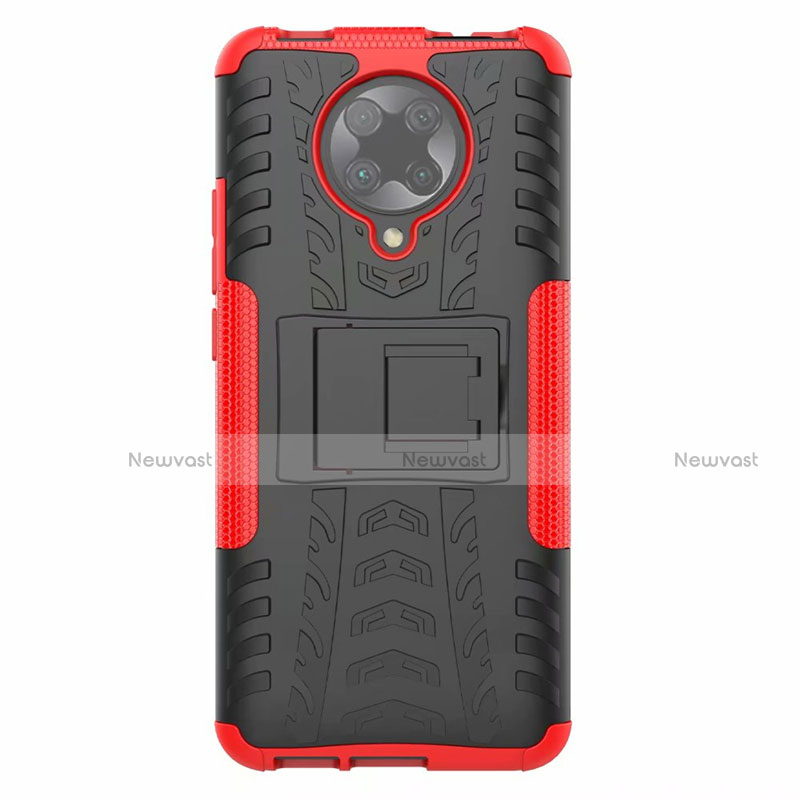 Silicone Matte Finish and Plastic Back Cover Case with Stand R02 for Xiaomi Redmi K30 Pro Zoom