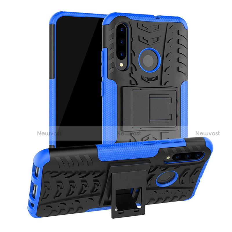 Silicone Matte Finish and Plastic Back Cover Case with Stand R03 for Huawei Honor 20 Lite