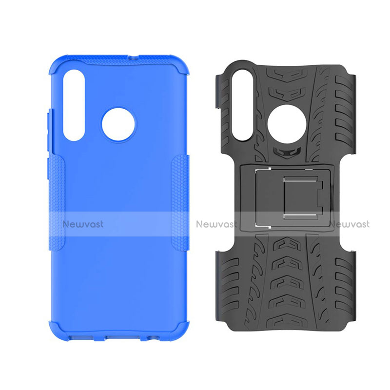 Silicone Matte Finish and Plastic Back Cover Case with Stand R03 for Huawei Honor 20 Lite