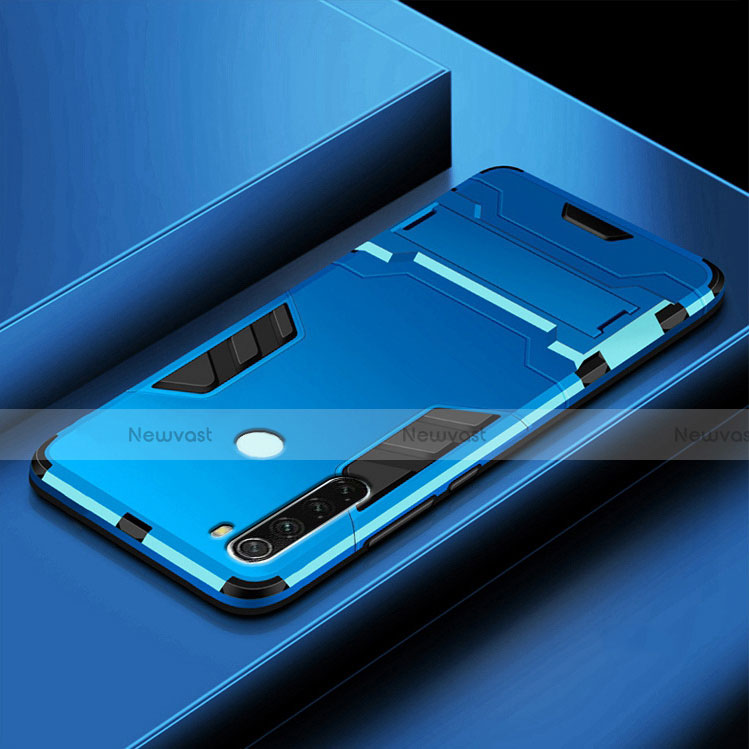 Silicone Matte Finish and Plastic Back Cover Case with Stand R03 for Xiaomi Redmi Note 8