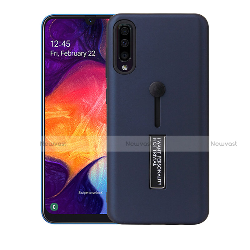 Silicone Matte Finish and Plastic Back Cover Case with Stand R04 for Samsung Galaxy A70S