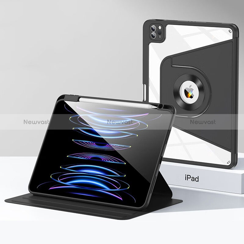 Silicone Matte Finish and Plastic Back Cover Case with Stand S01 for Apple iPad Pro 12.9 (2020) Black