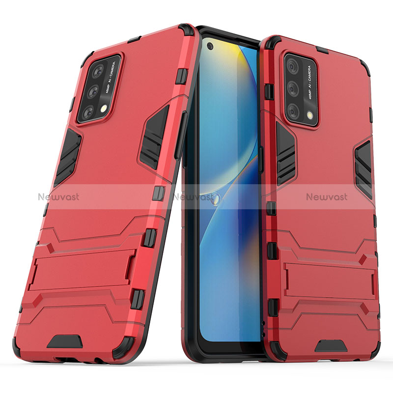 Silicone Matte Finish and Plastic Back Cover Case with Stand T01 for Oppo Reno6 Lite
