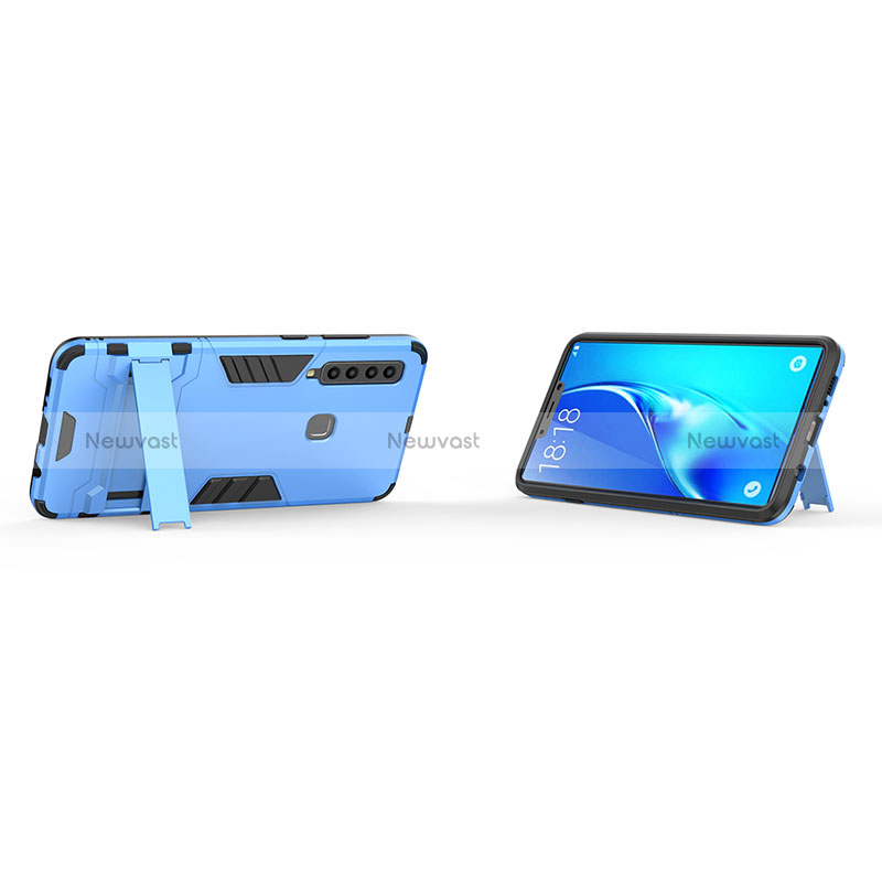 Silicone Matte Finish and Plastic Back Cover Case with Stand T01 for Samsung Galaxy A9 Star Pro