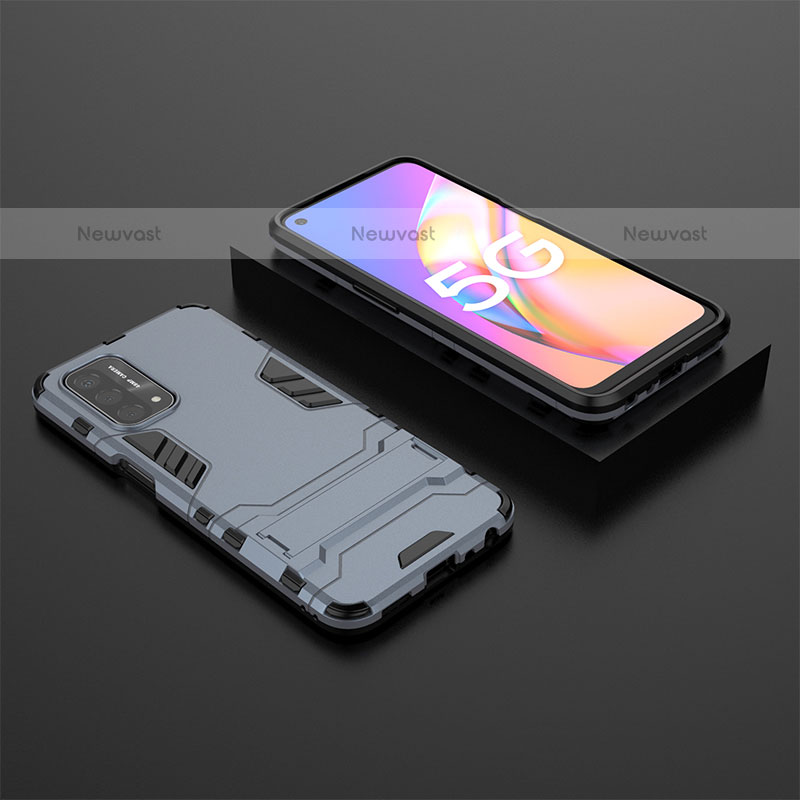 Silicone Matte Finish and Plastic Back Cover Case with Stand T02 for OnePlus Nord N200 5G