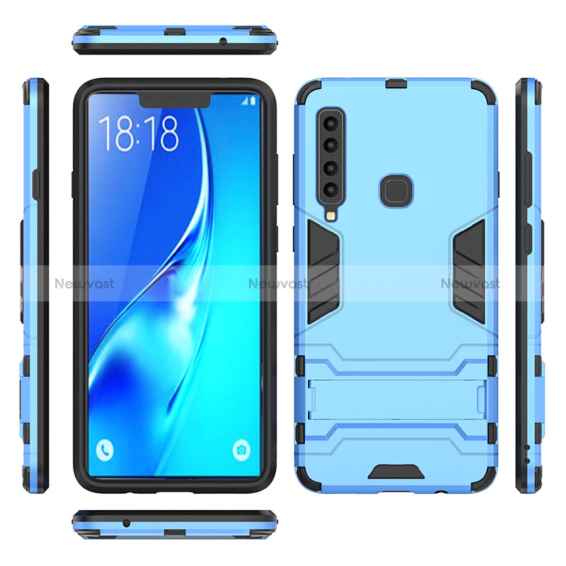 Silicone Matte Finish and Plastic Back Cover Case with Stand T02 for Samsung Galaxy A9s