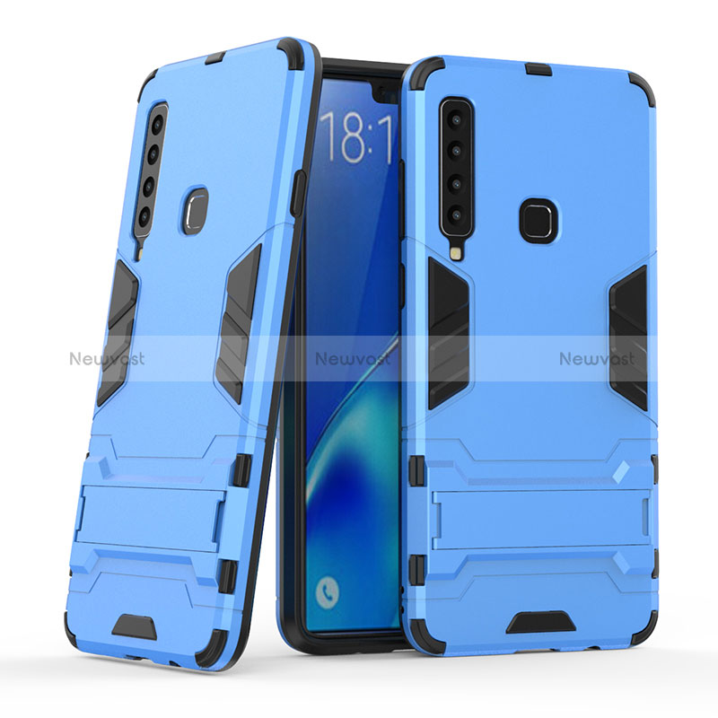 Silicone Matte Finish and Plastic Back Cover Case with Stand T03 for Samsung Galaxy A9 Star Pro