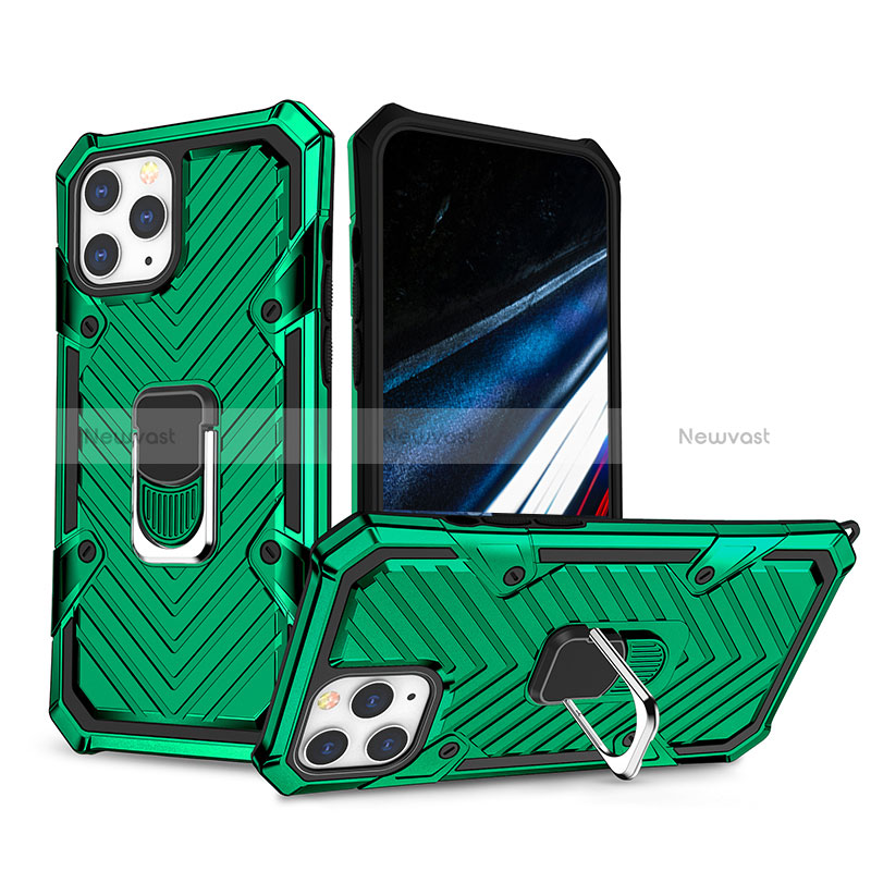 Silicone Matte Finish and Plastic Back Cover Case with Stand YF1 for Apple iPhone 14 Pro Green