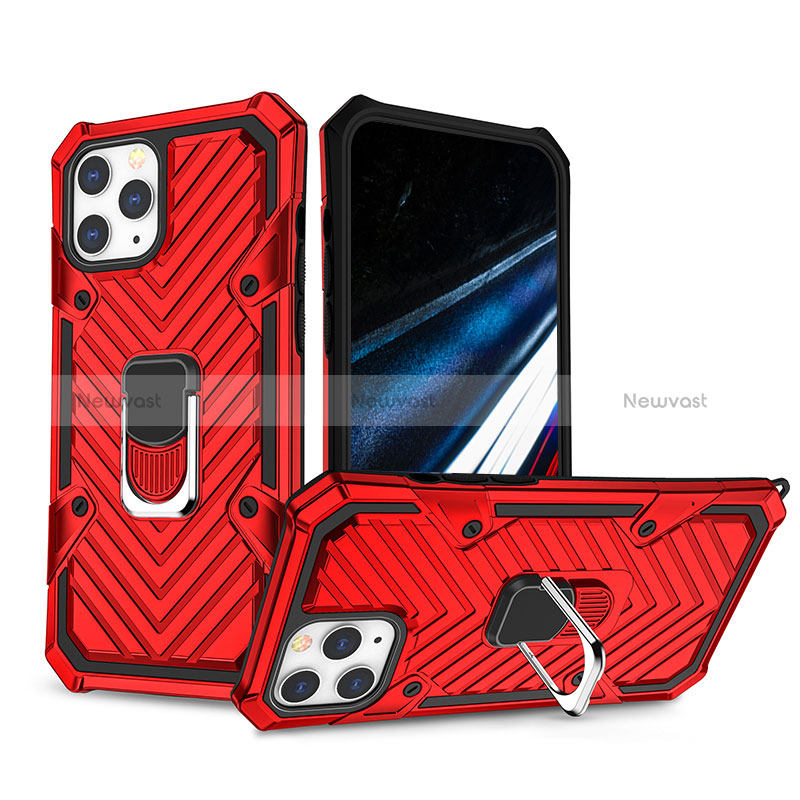 Silicone Matte Finish and Plastic Back Cover Case with Stand YF1 for Apple iPhone 14 Pro Red