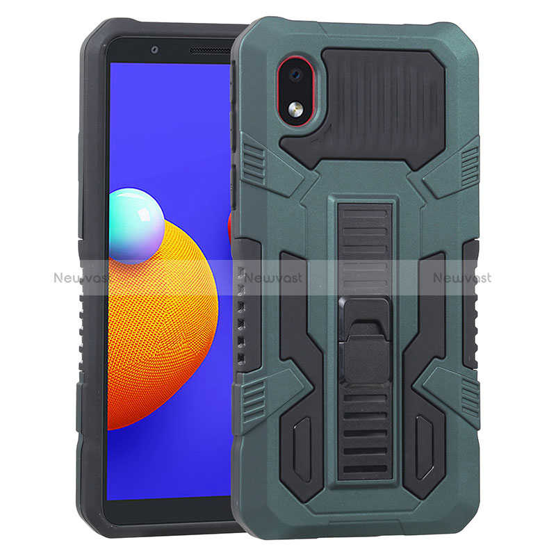 Silicone Matte Finish and Plastic Back Cover Case with Stand YF1 for Samsung Galaxy A01 Core