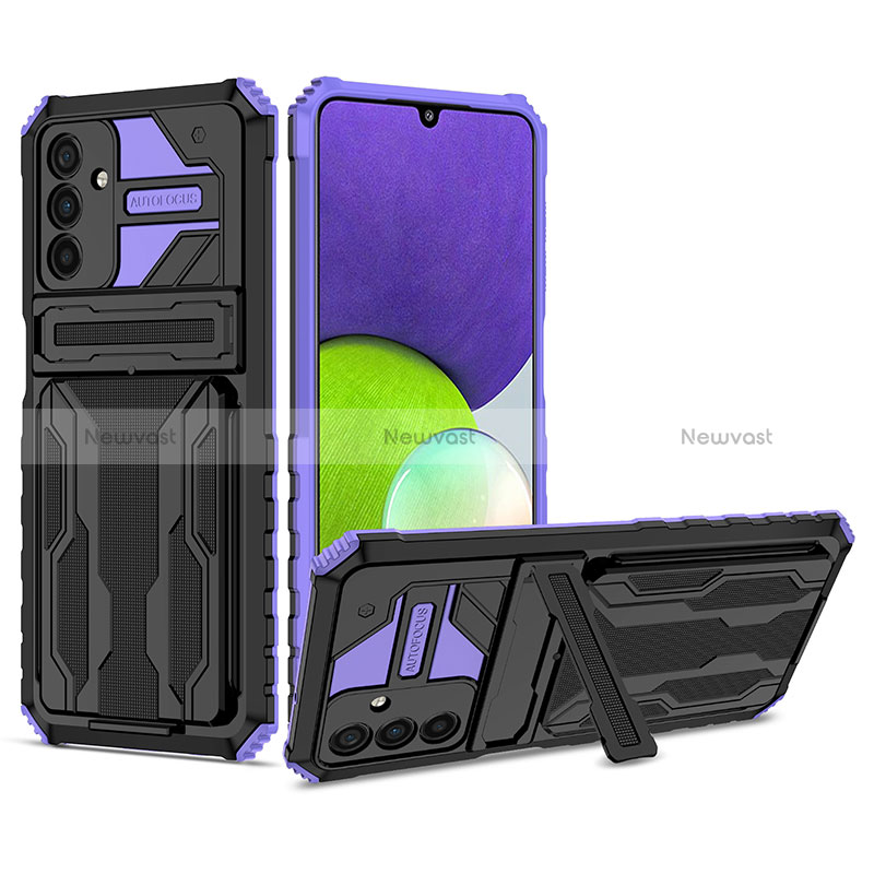 Silicone Matte Finish and Plastic Back Cover Case with Stand YF1 for Samsung Galaxy A04s