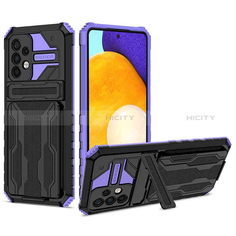 Silicone Matte Finish and Plastic Back Cover Case with Stand YF1 for Samsung Galaxy A72 5G