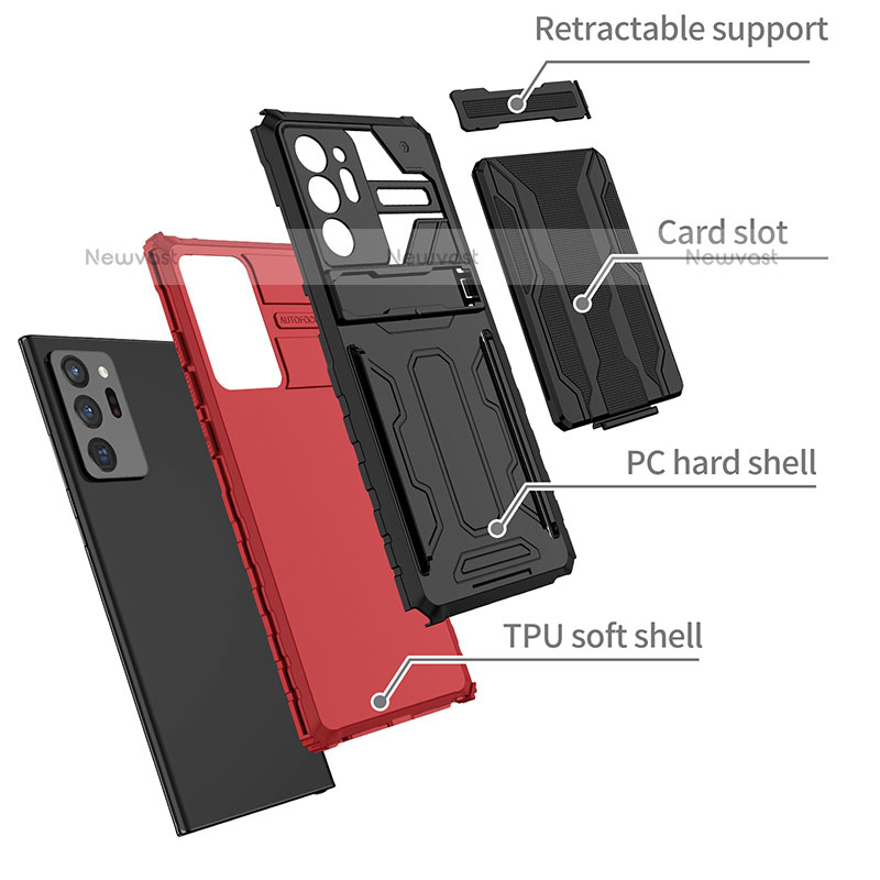 Silicone Matte Finish and Plastic Back Cover Case with Stand YF1 for Samsung Galaxy Note 20 Ultra 5G