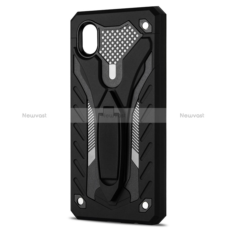 Silicone Matte Finish and Plastic Back Cover Case with Stand YF2 for Samsung Galaxy A01 Core