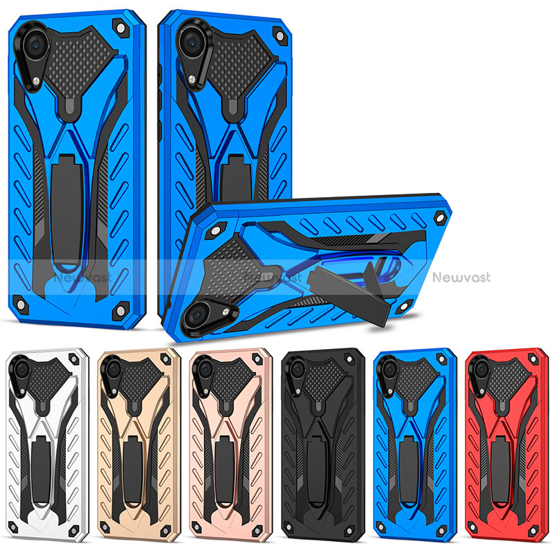 Silicone Matte Finish and Plastic Back Cover Case with Stand YF2 for Samsung Galaxy A03 Core