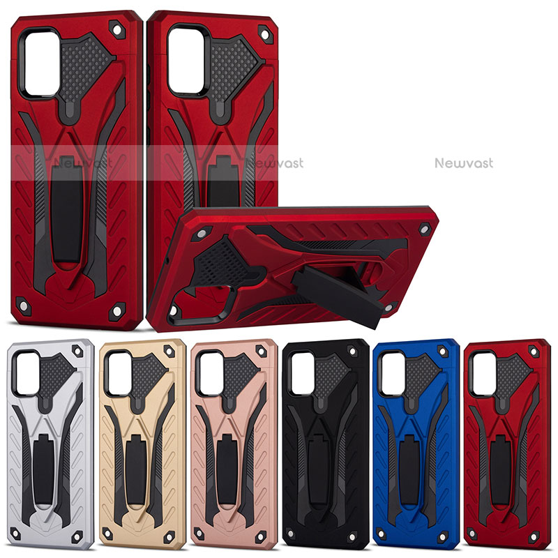 Silicone Matte Finish and Plastic Back Cover Case with Stand YF2 for Samsung Galaxy A51 4G