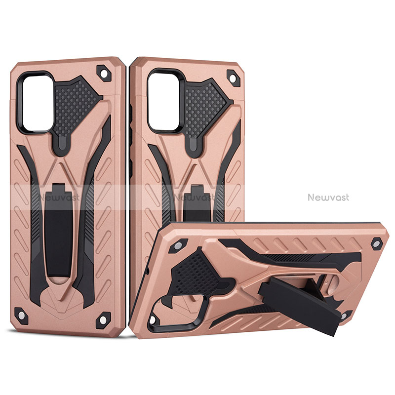 Silicone Matte Finish and Plastic Back Cover Case with Stand YF2 for Samsung Galaxy A51 5G