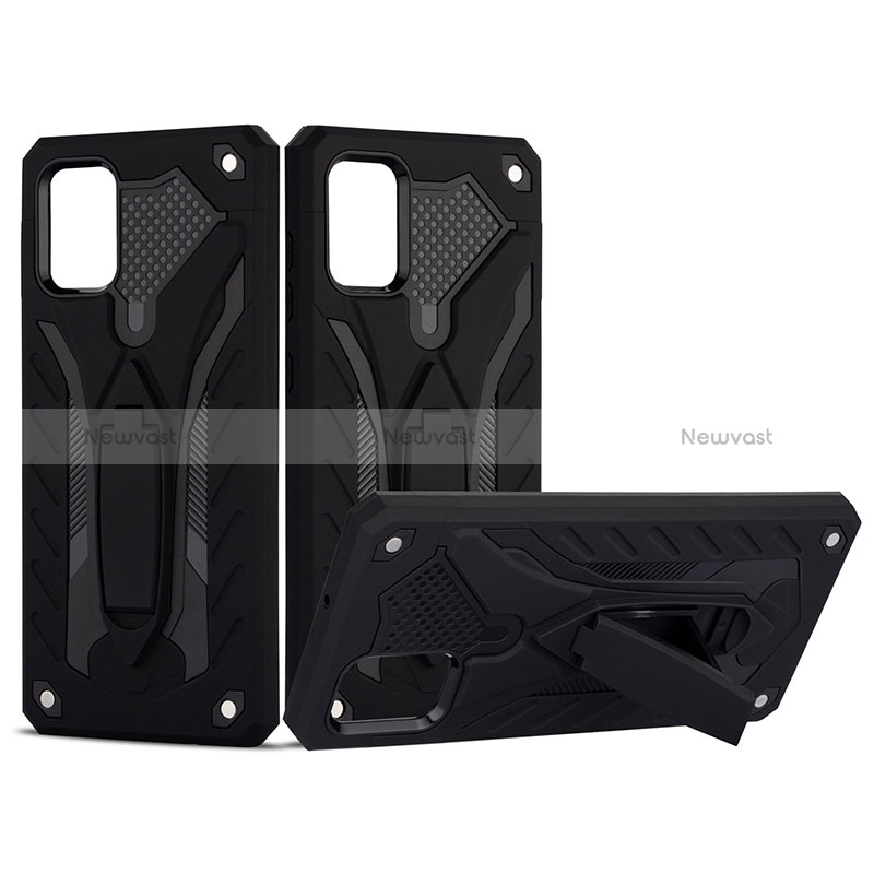 Silicone Matte Finish and Plastic Back Cover Case with Stand YF2 for Samsung Galaxy A51 5G