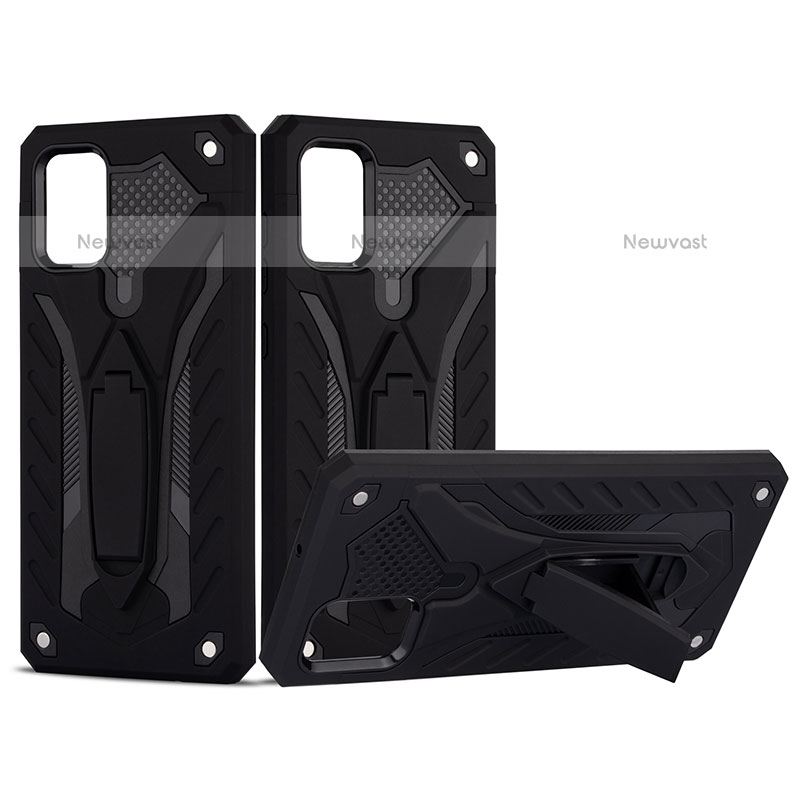 Silicone Matte Finish and Plastic Back Cover Case with Stand YF2 for Samsung Galaxy A71 4G A715