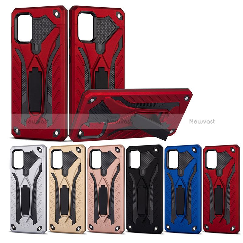 Silicone Matte Finish and Plastic Back Cover Case with Stand YF2 for Samsung Galaxy A71 5G