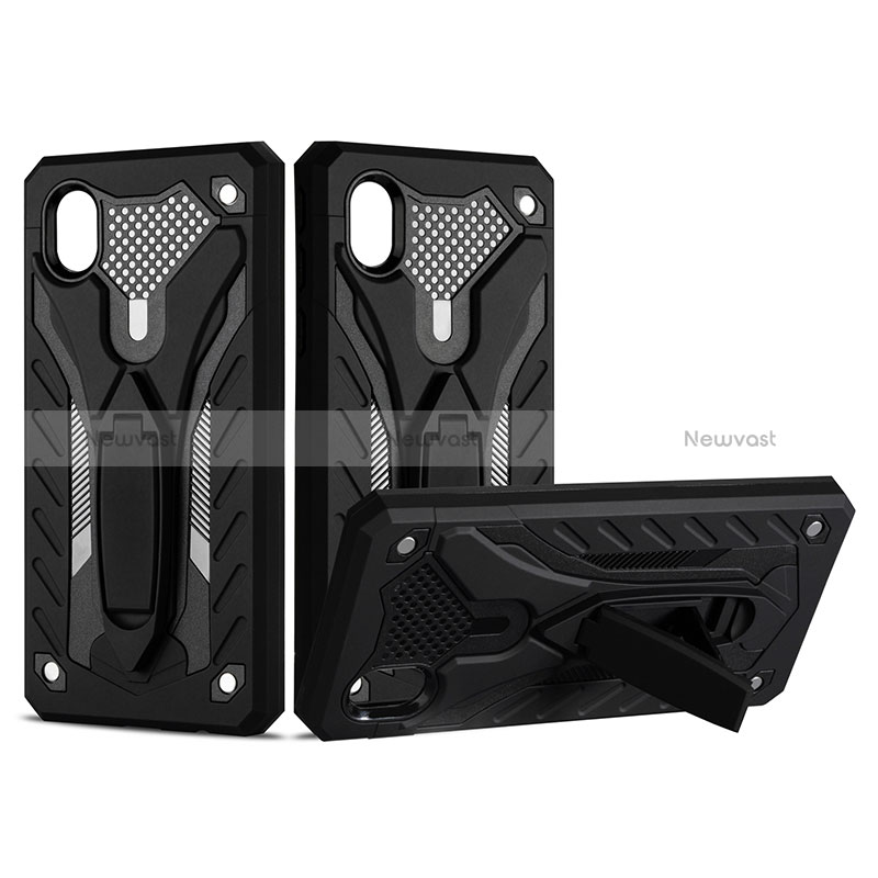 Silicone Matte Finish and Plastic Back Cover Case with Stand YF2 for Samsung Galaxy M01 Core