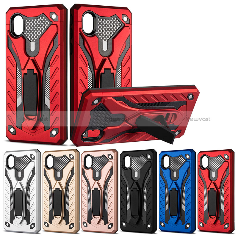 Silicone Matte Finish and Plastic Back Cover Case with Stand YF2 for Samsung Galaxy M01 Core